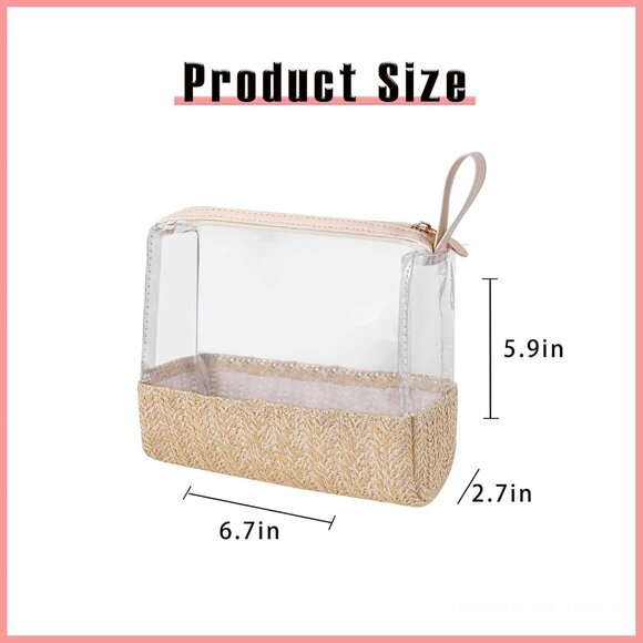 Boho Large Clear PVC Waterproof Makeup Bag with handle, Transparent Zipper Cosme - Picture 3 of 6